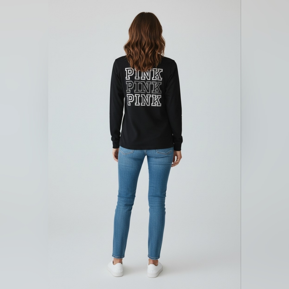 VS PINK Bling Campus Long- Sleeve Tee